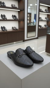 CRAWLS Textured Black Slip-On Loafers